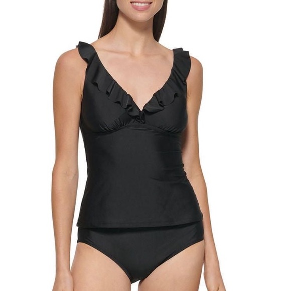 Dkny Other - NWT Black Ruffled Tankini Top Size XXL